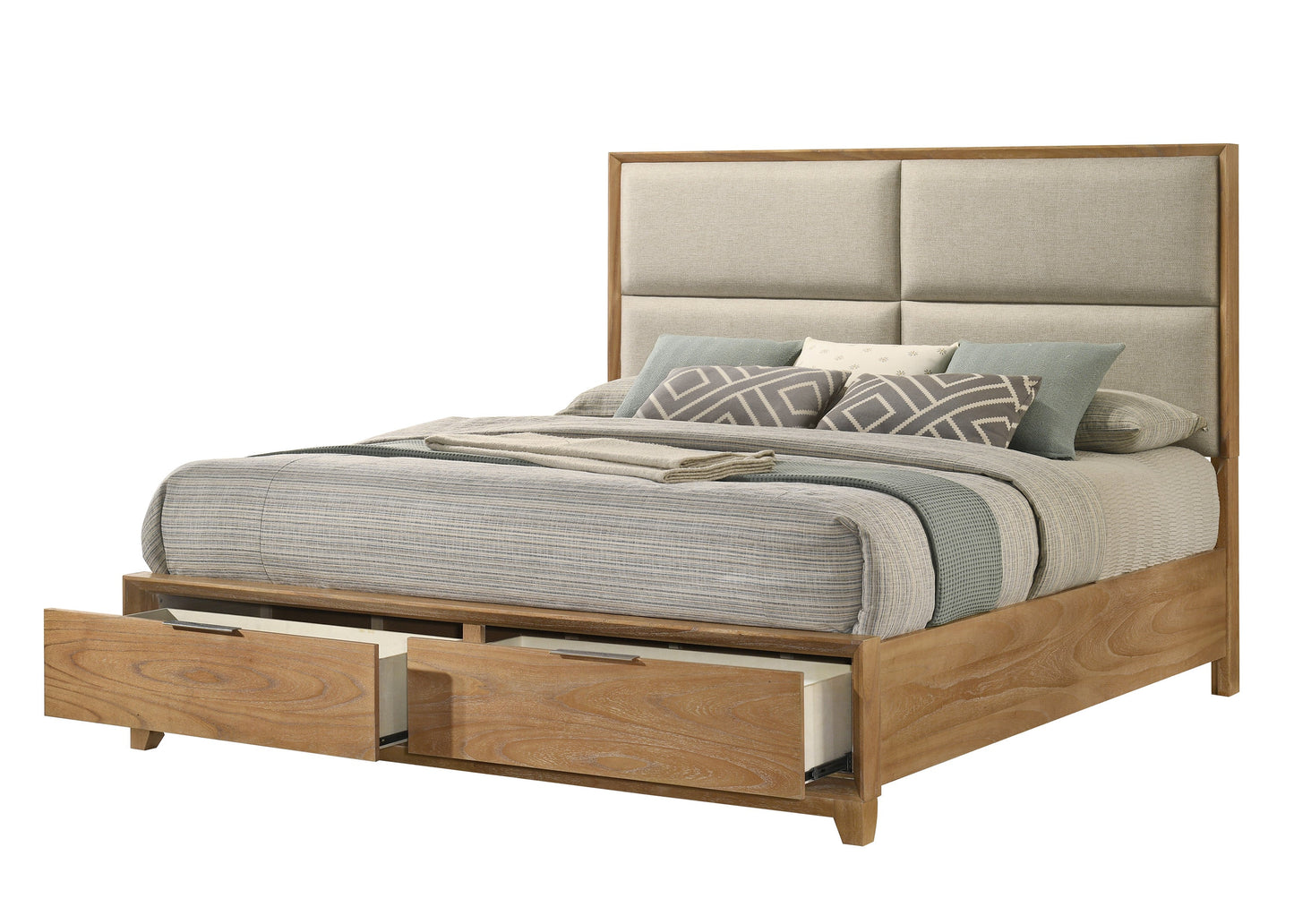 1pc King Storage Platform Bed with Upholstered Ultra-plush Headboard