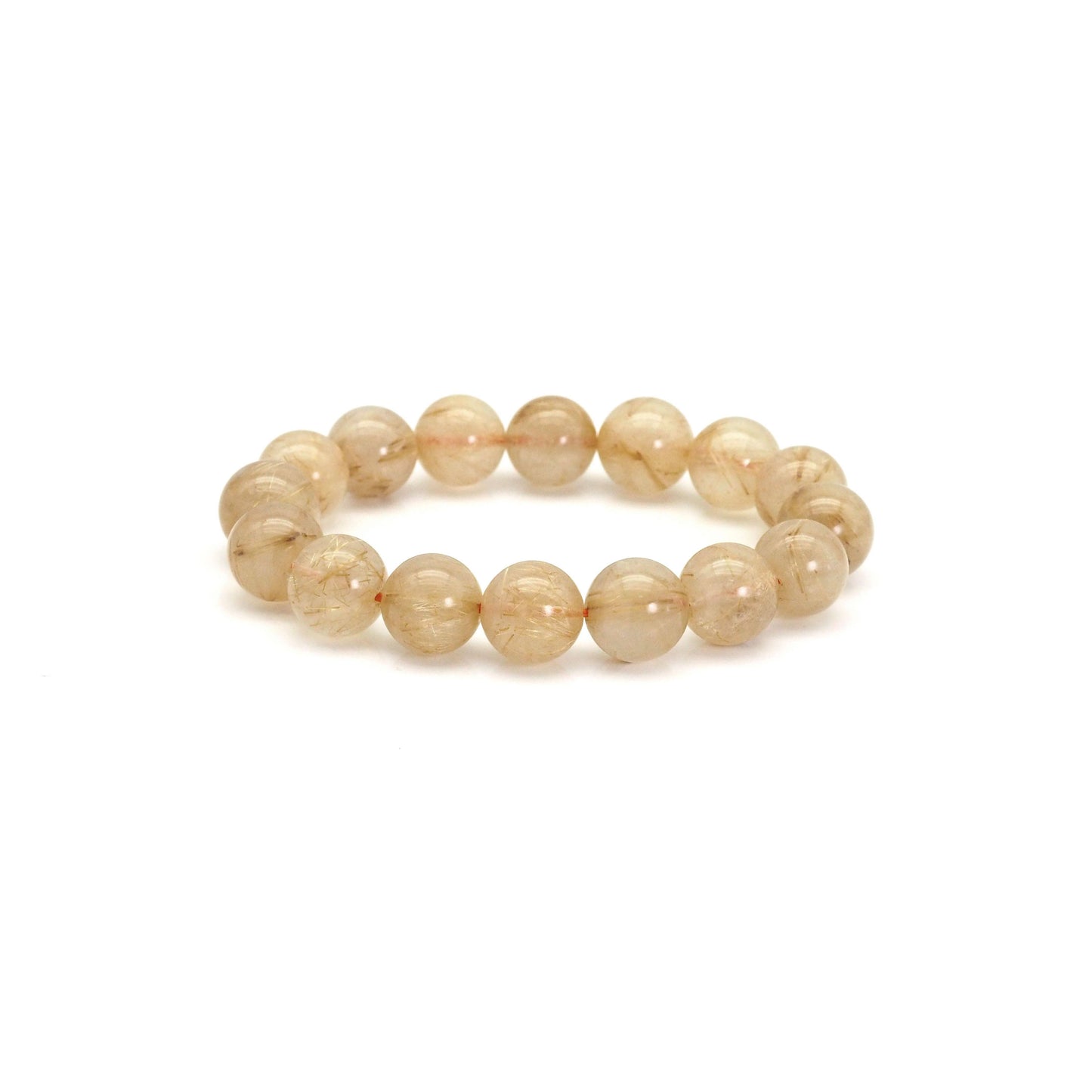 Genuine Rutilated Quartz Round Smooth Stretchy Bracelet, Sku#EF449/u1420