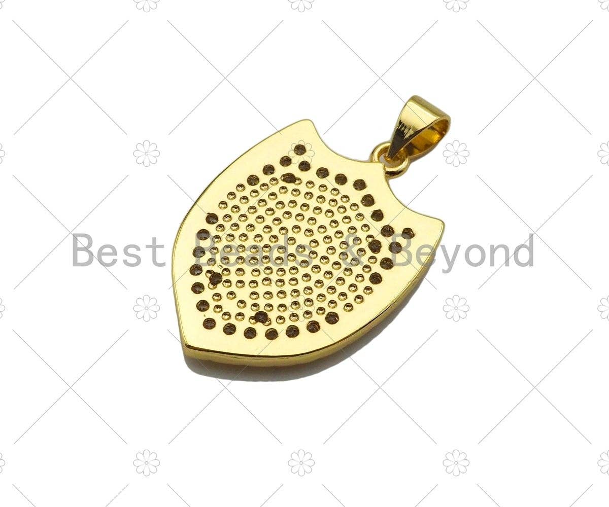 CZ Micro Pave Cross On Shield Shape Pendant/Charm,Cubic Zirconia Charm, Necklace Bracelet Charm Pendant,19x26mm, Sku#LK189