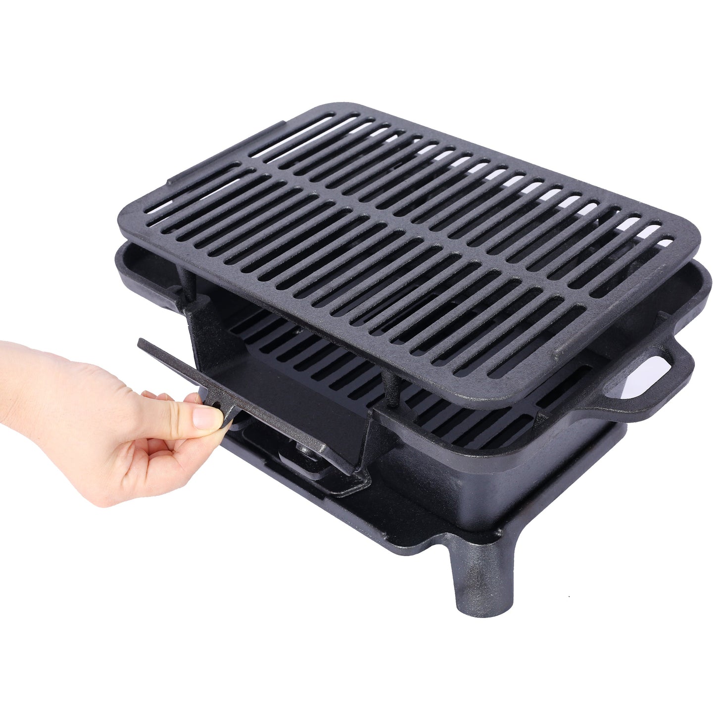Oval Cast Iron Grill - Portable Outdoor Cooking