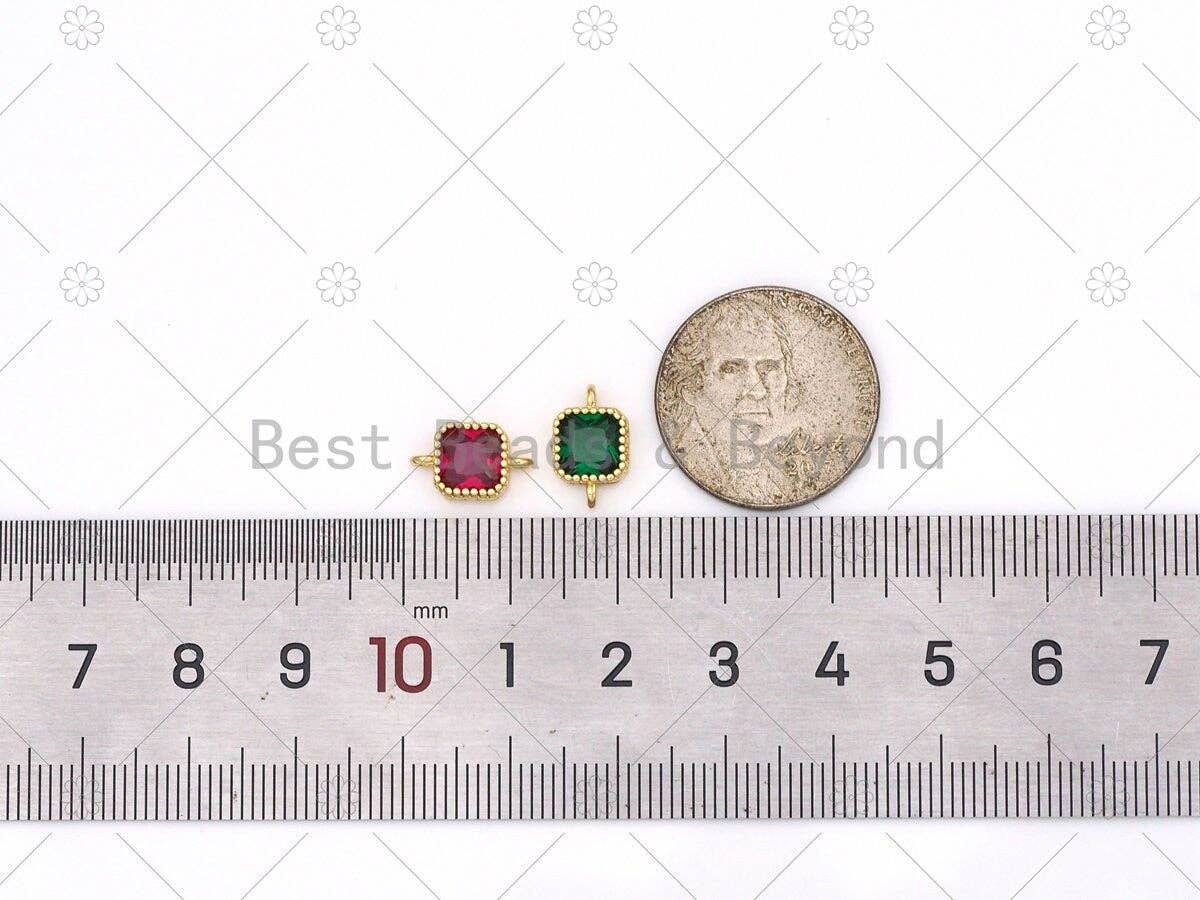 Colorful CZ Micro Pave Square Shape Connector,18K Gold Filled Links, Necklace Bracelet Charm,7x12mm,Sku#LK478