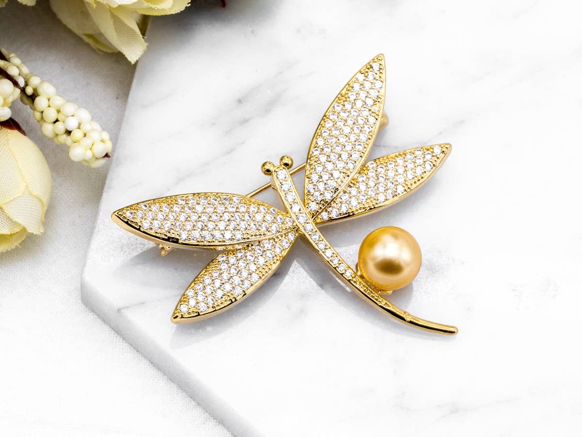 Gold plated Pave dragonfly Brooch Jewelry, P24