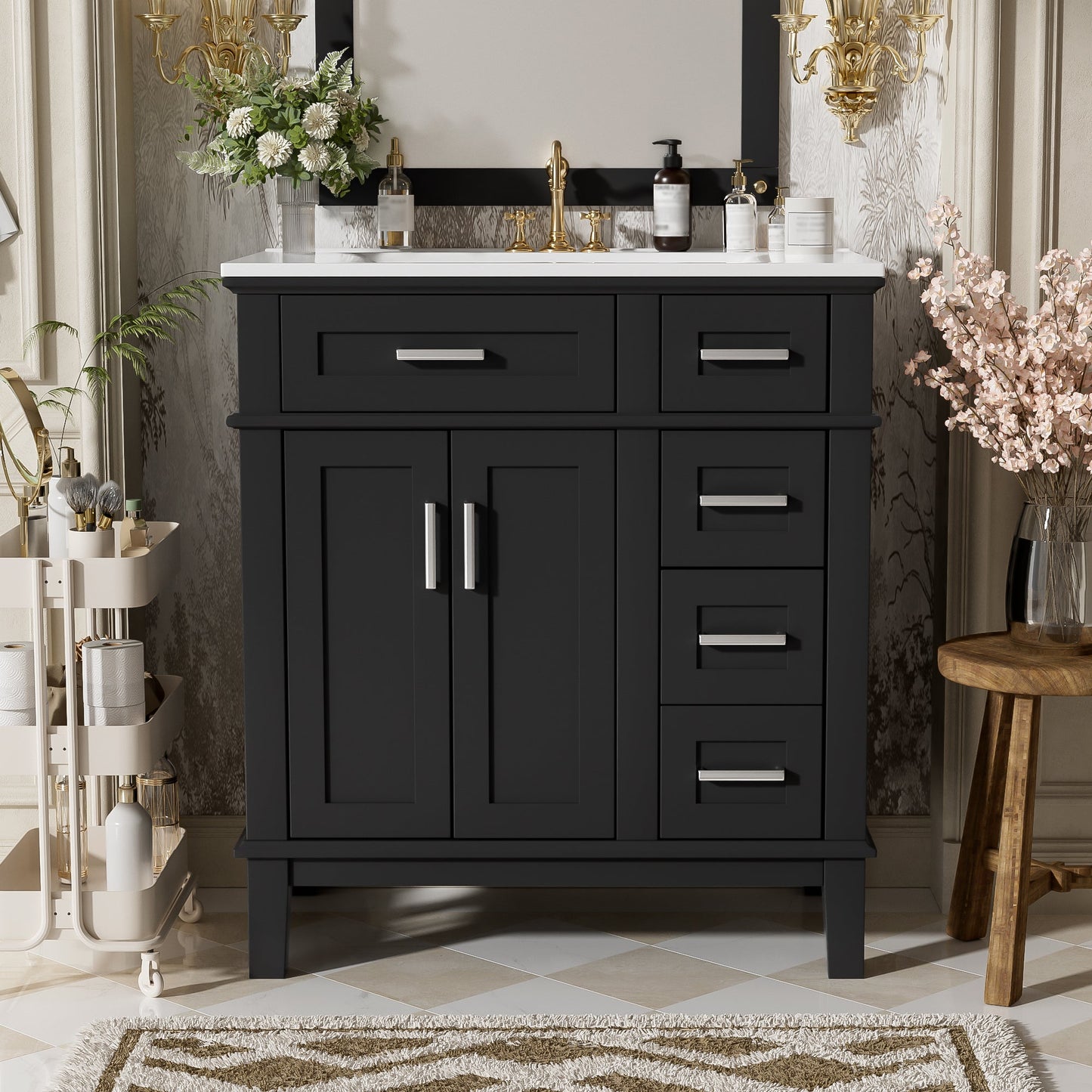 30" Bathroom Vanity with Ceramic Sink
