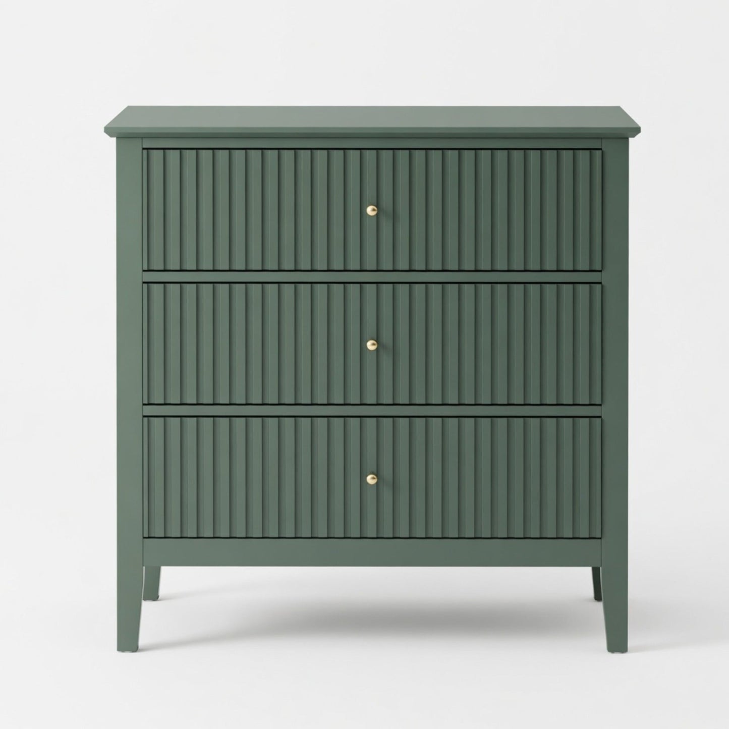 32" Wide Green Fluted 3-Drawer Nightstand