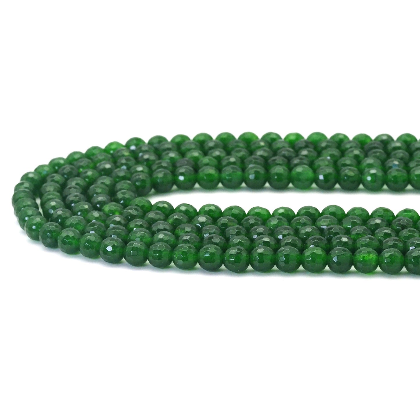 Green Jade Round Faceted Beads, 6mm, Sku#U1709