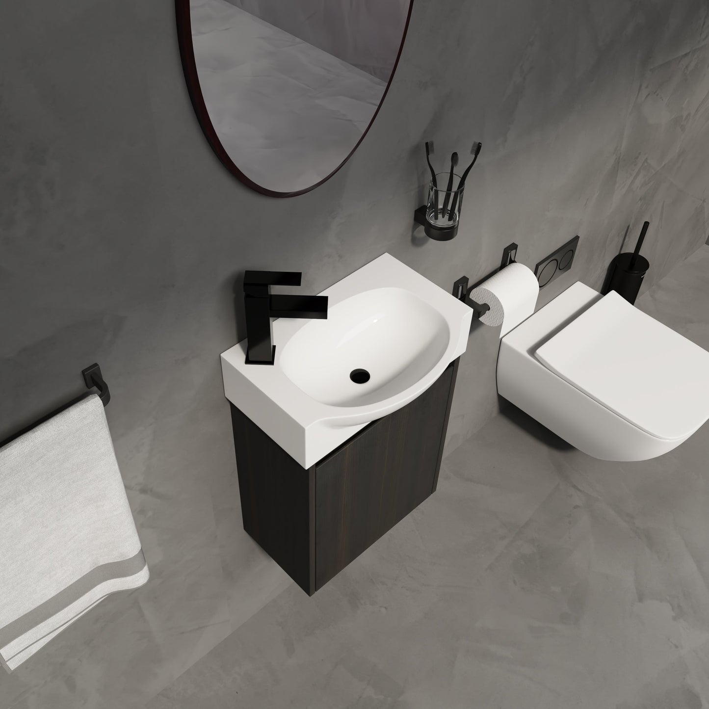 16" Bathroom Vanity Sink Combo for Small Space