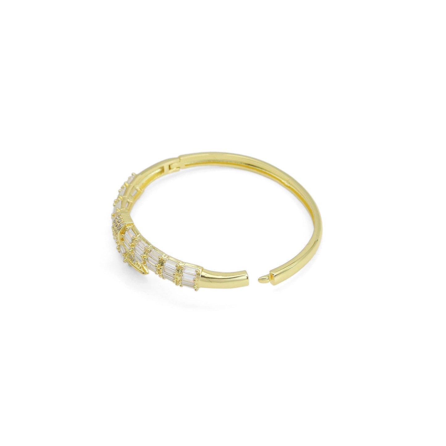 Gold Silver Clear Baguette CZ Statment Bracelet, Sku#LX541