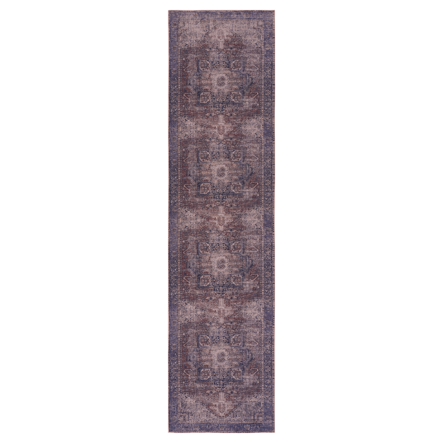 MAVAL Burgundy Washable Runner Rug 2'6'' x 10'