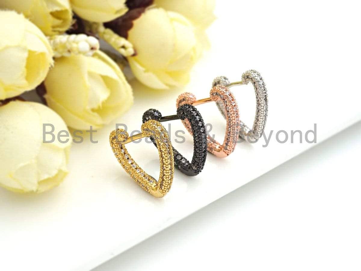 CZ Heart Shape Huggie Earrings, Sku#J283