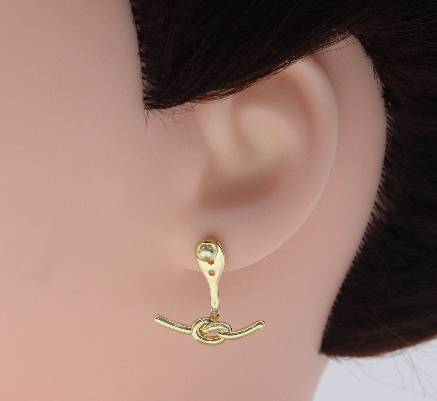 Gold CZ Stud Earrings, Sku#J360