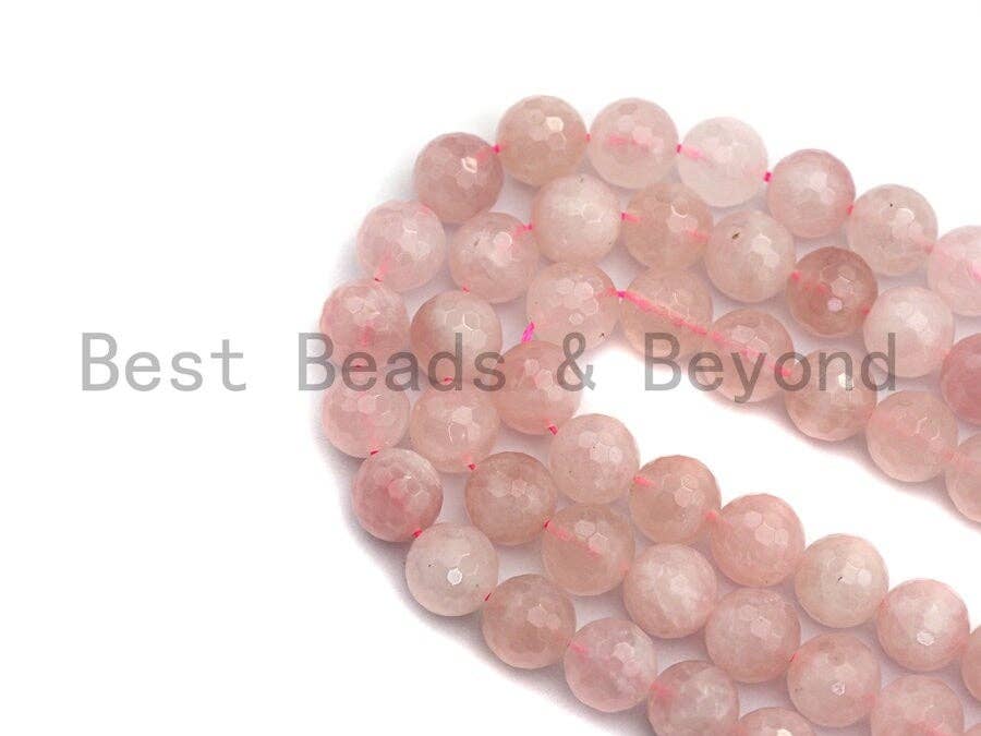 Quality Natural Faceted Rose Quartz, 6mm/8mm/10mm/12mm Round Faceted Rose Quartz, Natural Gemstone Beads, sku#U477