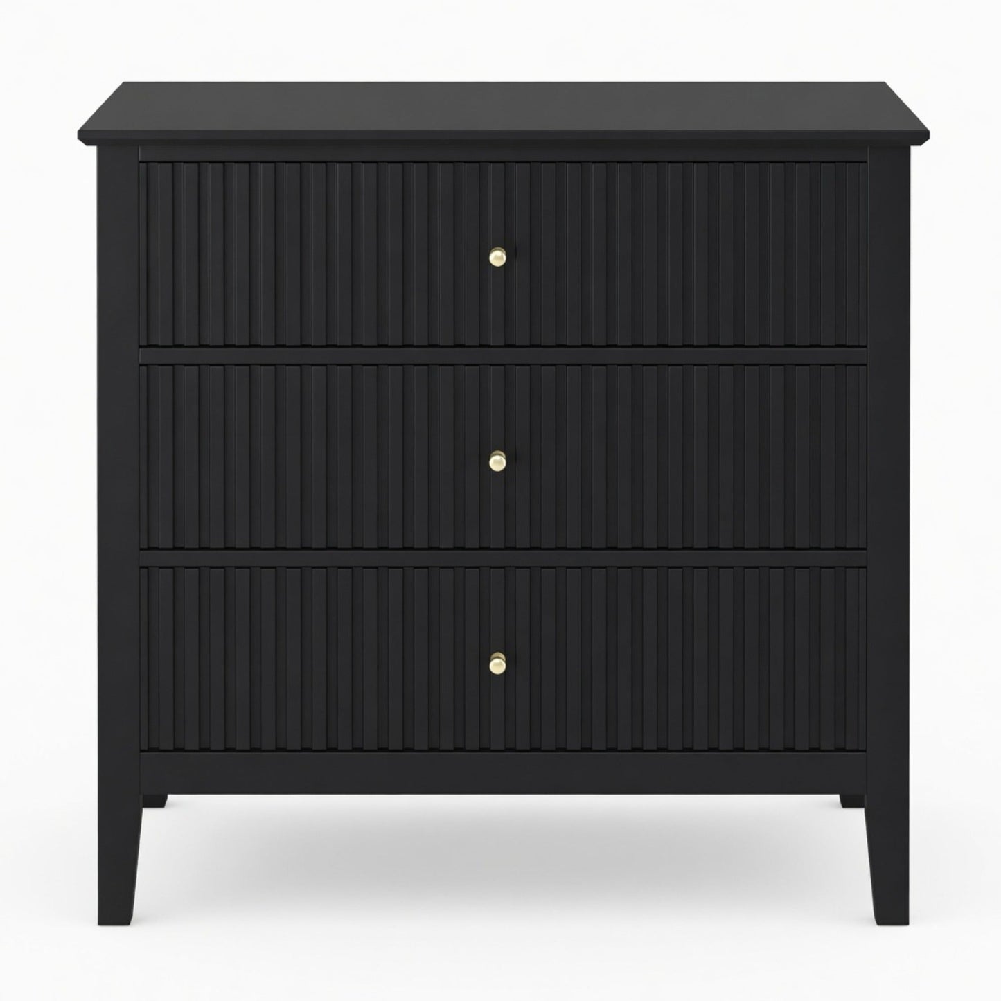 32" Wide Green Fluted 3-Drawer Nightstand