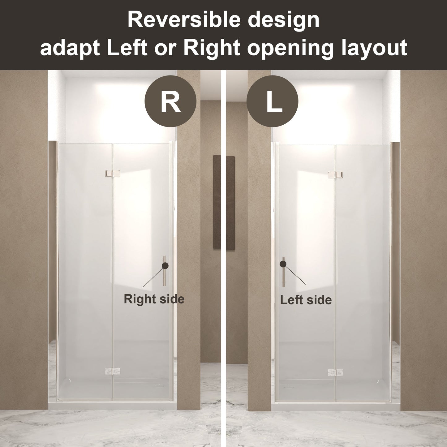 29-28"x 72" Bifold Shower Door, 1/4" Tempered Glass