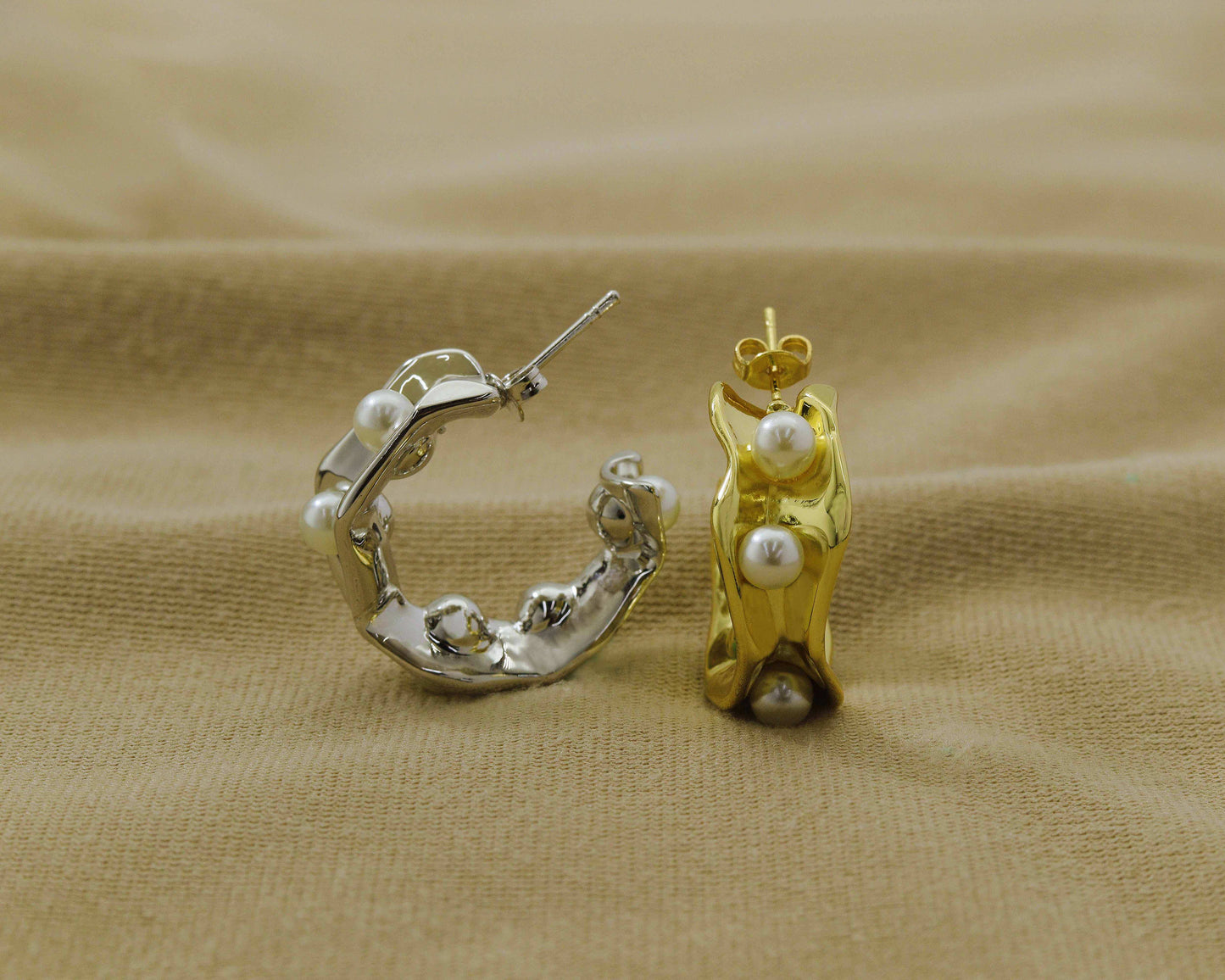 Pearl Hoop Earring,Sku#J330
