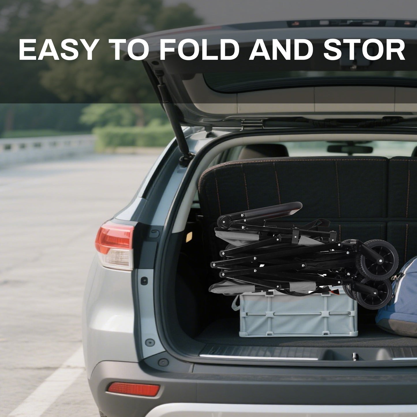 3-in-1 Folding Wagon Cart with Bench Seat & Canopy