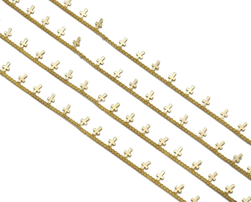 Dainty Thin Cross Gold Filled Chain, sku#LS16/HX20