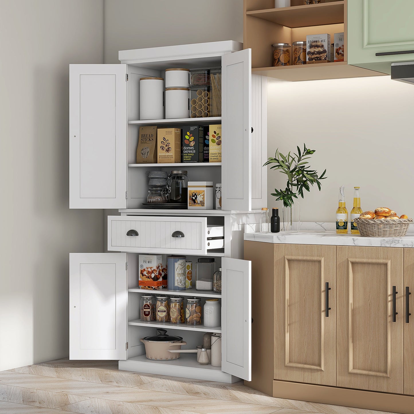 HOMCOM 72" Kitchen Pantry, Tall Storage Cabinet