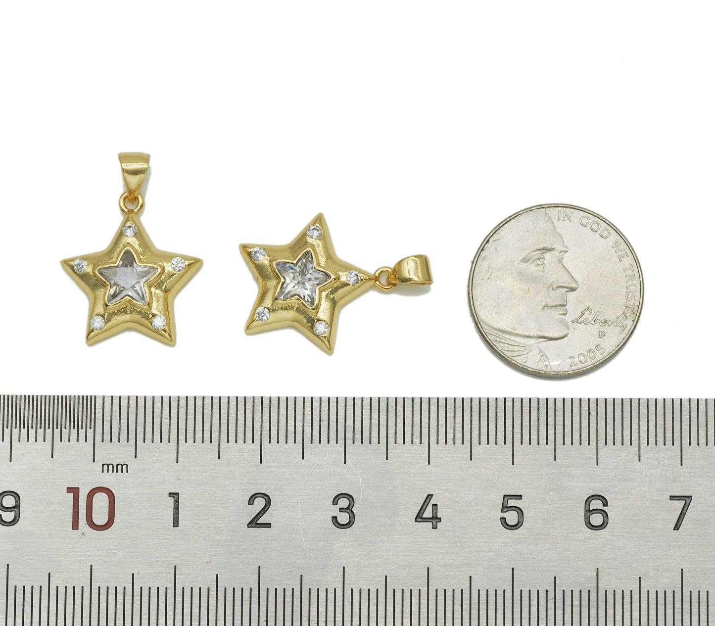 CZ Five Point Star Charm, Sku#LK604