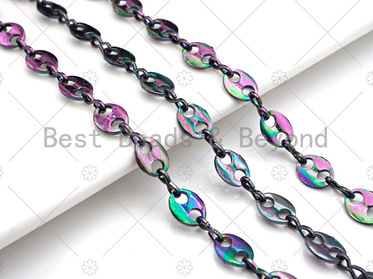 High Quality Rainbow Hand Made Oval Anchor / Mariner Chain,Wholesale bulk Chain, 7x9mm, sku#M338