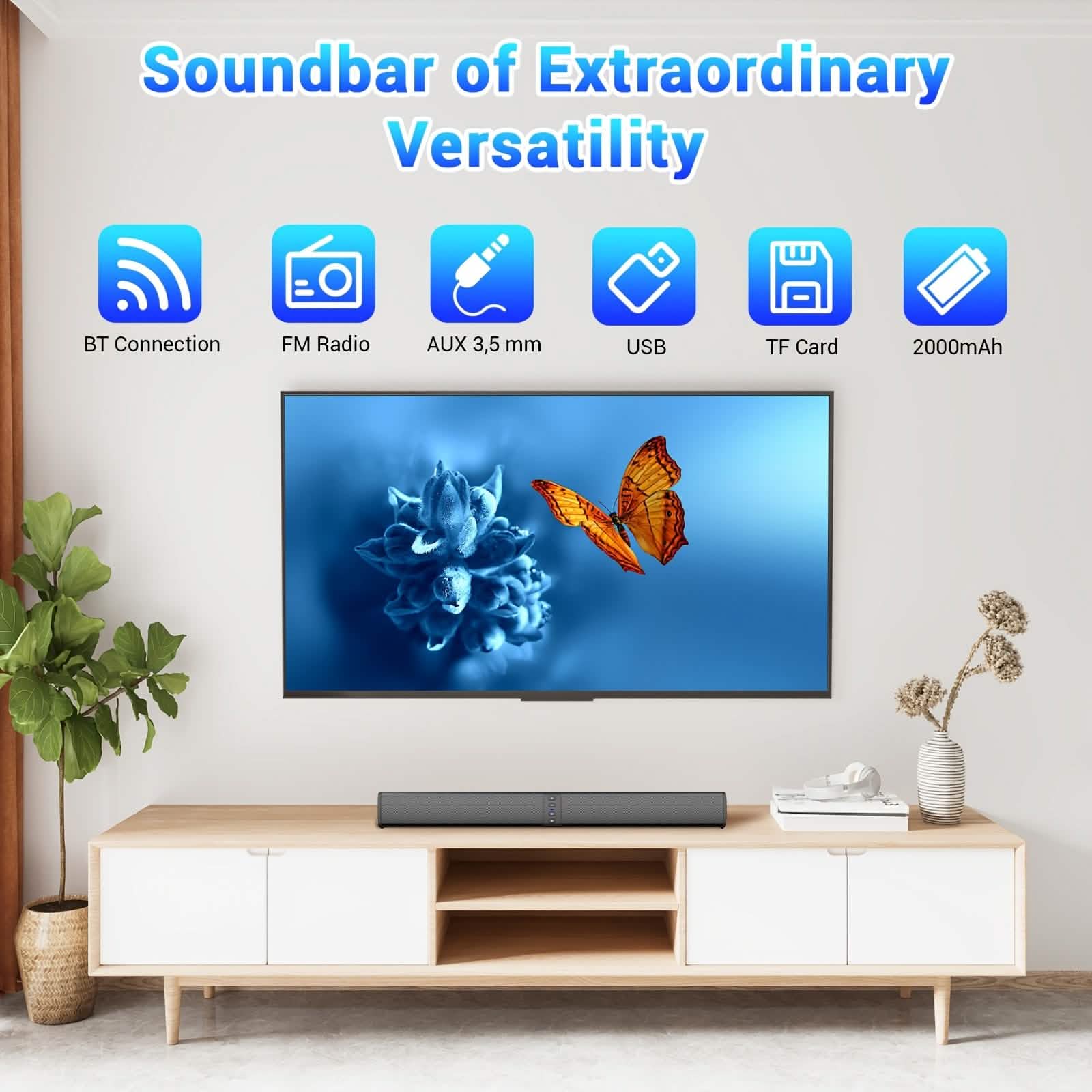 Barre de son sans fil pour TV – Haut-parleur Bluetooth détachable 2 en 1