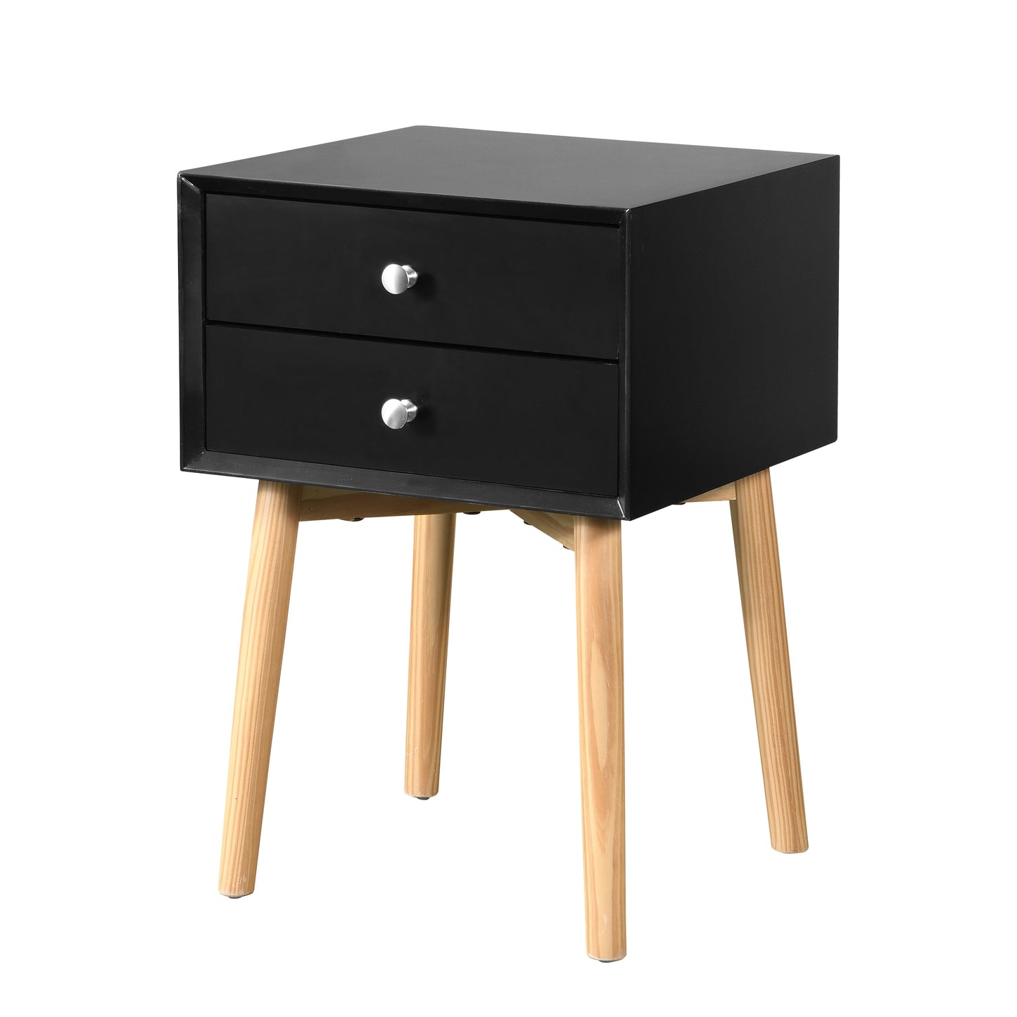 Mid-Century Modern Side Table with 2 Drawers