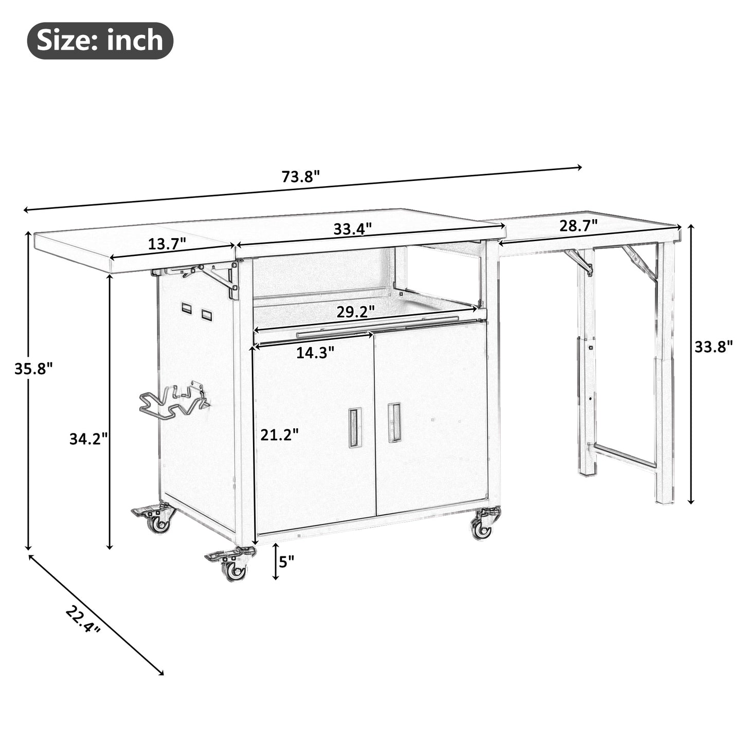 Foldable Outdoor Prep Station BBQ Cart