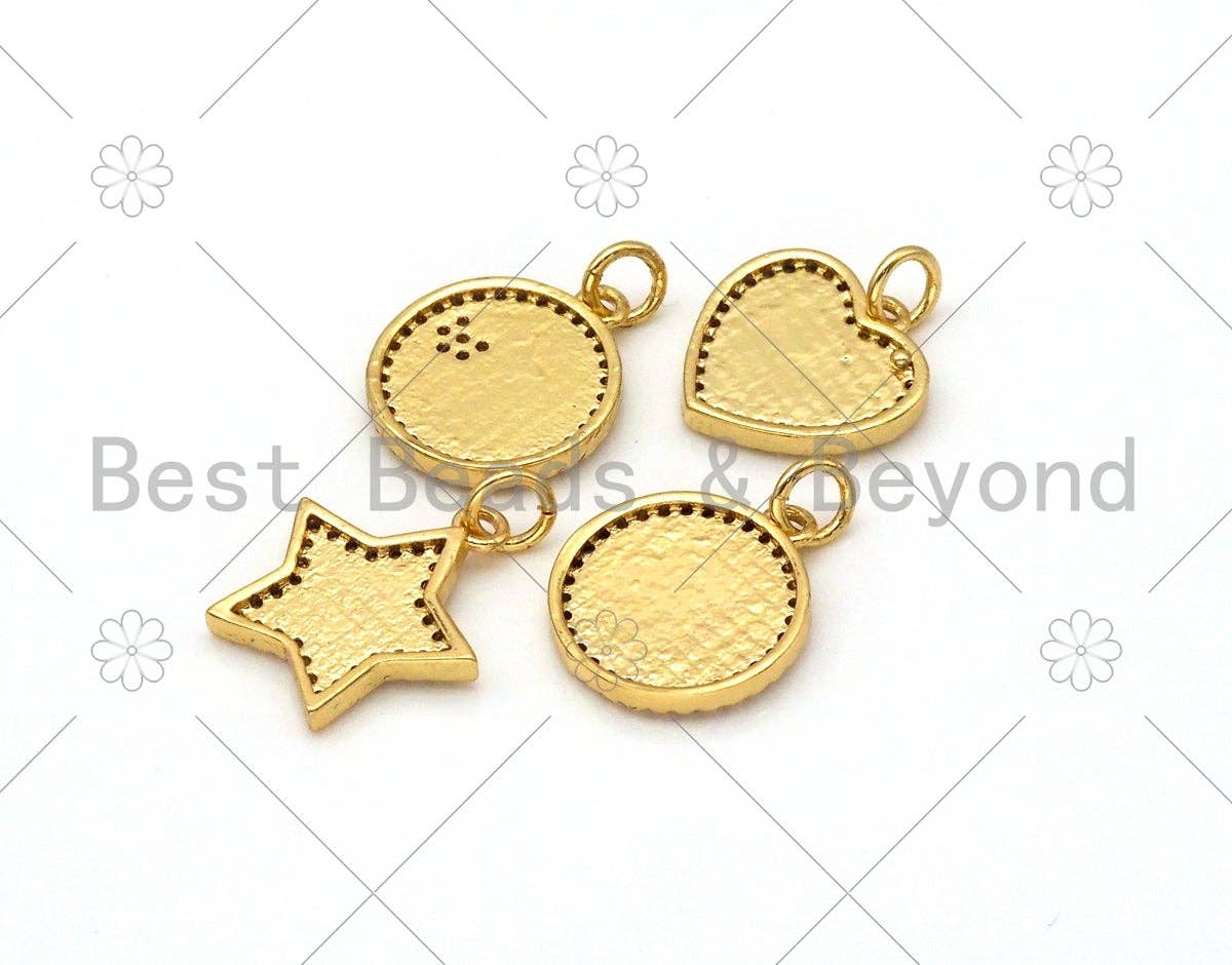 Colorful Enamel Mom Word On Round/Five Star/Heart Shape Pendant, 18K Gold Filled Micro Pave CZ Charm,Mother's Day Charm,14x17mm,Sku#L585