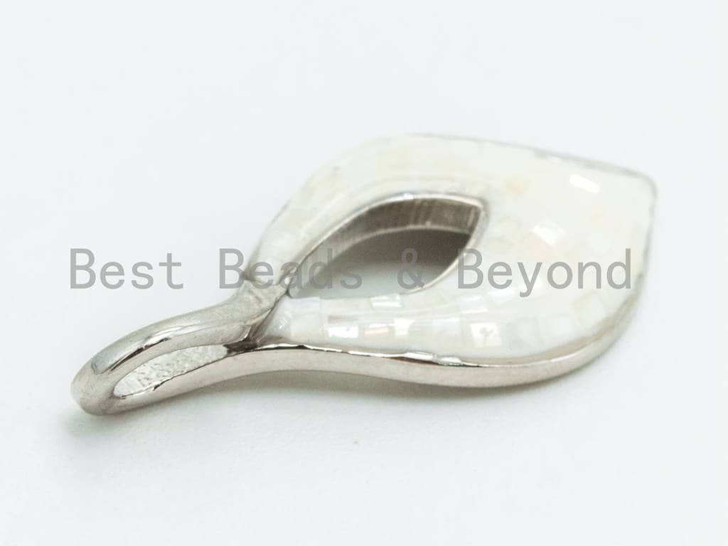CZ Mother of Pearl Micro Pave Teardrop Pendant, Cubic Zirconia MOP Shell Charm/Pendant, Jewelry Findings,12x24mm, sku#Z41