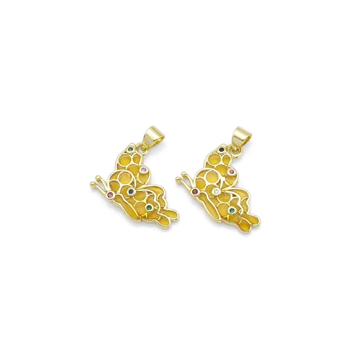 Gold Yellow Butterfly Charm, Sku#LK869