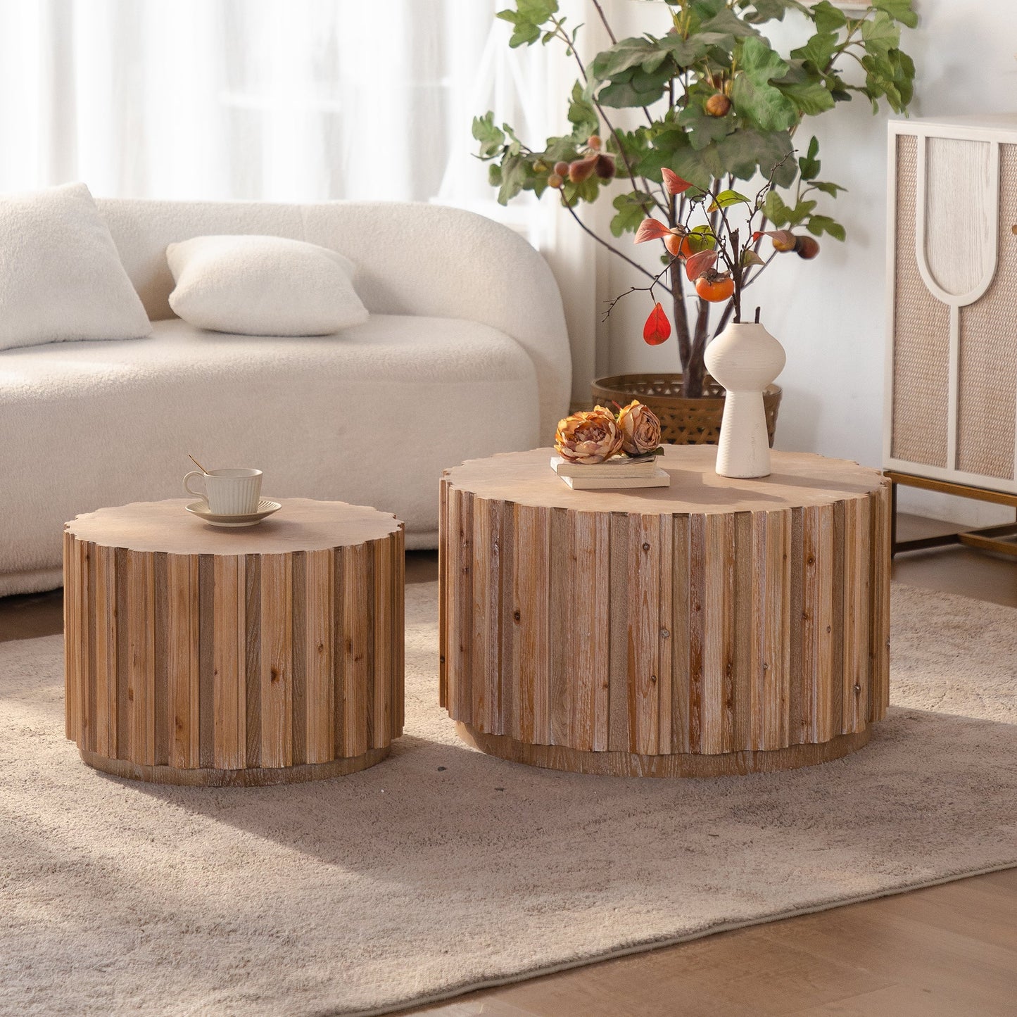 19.7"+27.5" Round Nesting Coffee Table Set of 2