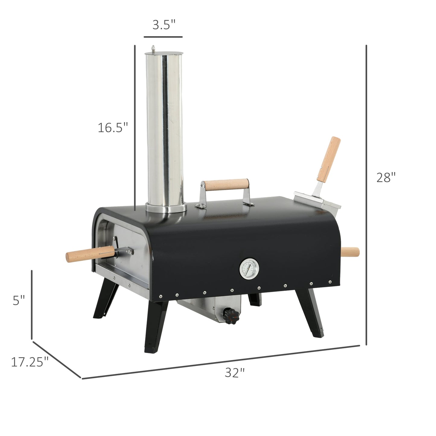 Outsunny Outdoor Pizza Oven with 12" Rotating Stone