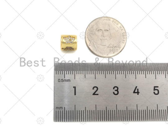 CZ Micro Pave Crown On Large Hole Tube spacer Beads,Sku#C122
