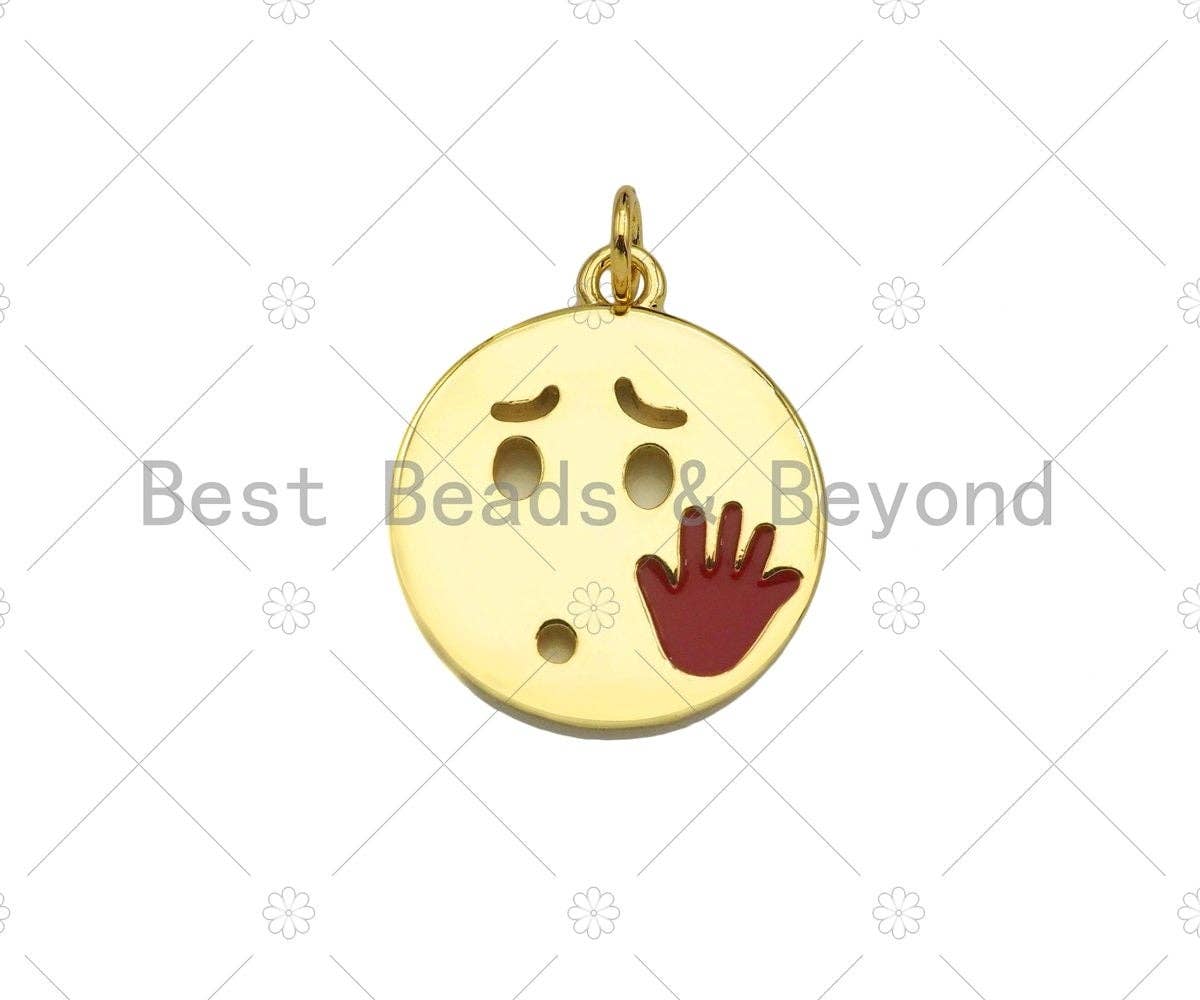 18K Gold Popular EMOJI Charm, Fun Emoji charm, Emoji pendant, Fun Jewelry, Enamel emoji charm, Necklace Bracelet Charm,18x21mm,Sku#LK304