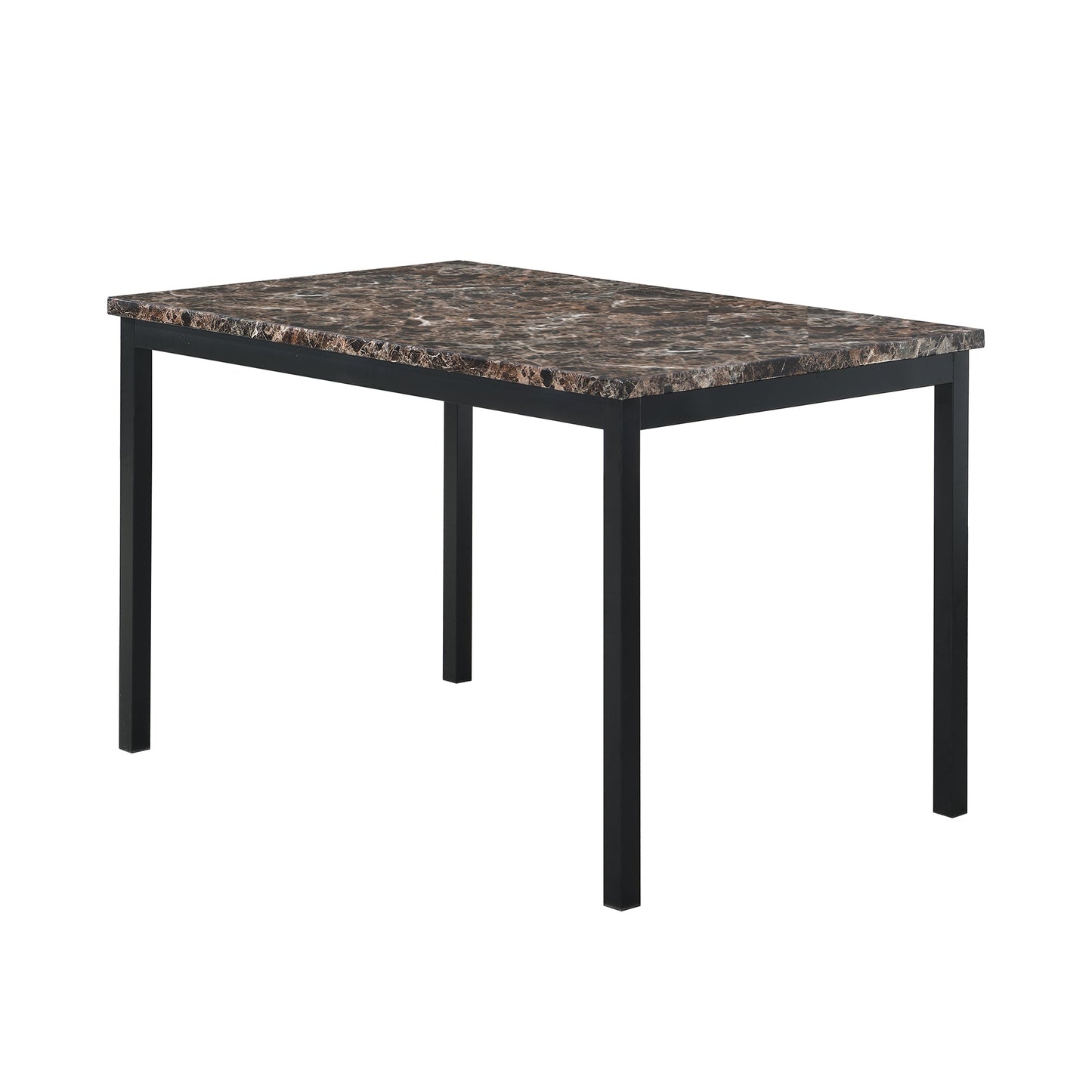 Furniture 5 Piece Metal Dinette Set with Faux Marble Top