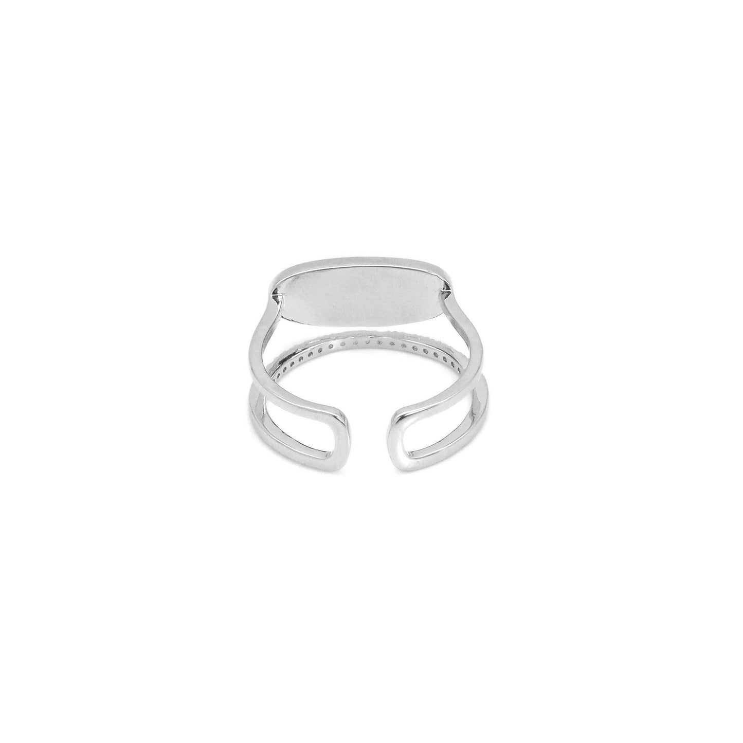 Oval Silver Mother of Pearl Adjustable Ring, Sku#ZX201