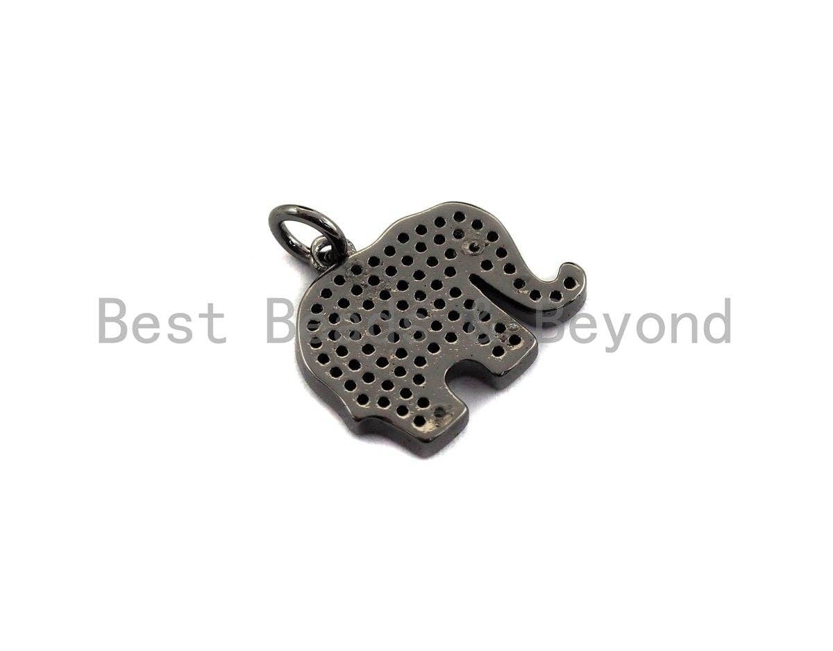 CZ Micro Pave Elephant Shaped Pendant/Charm, Cubic Zirconia Pendant Charm,17x15mm,sku#Z533
