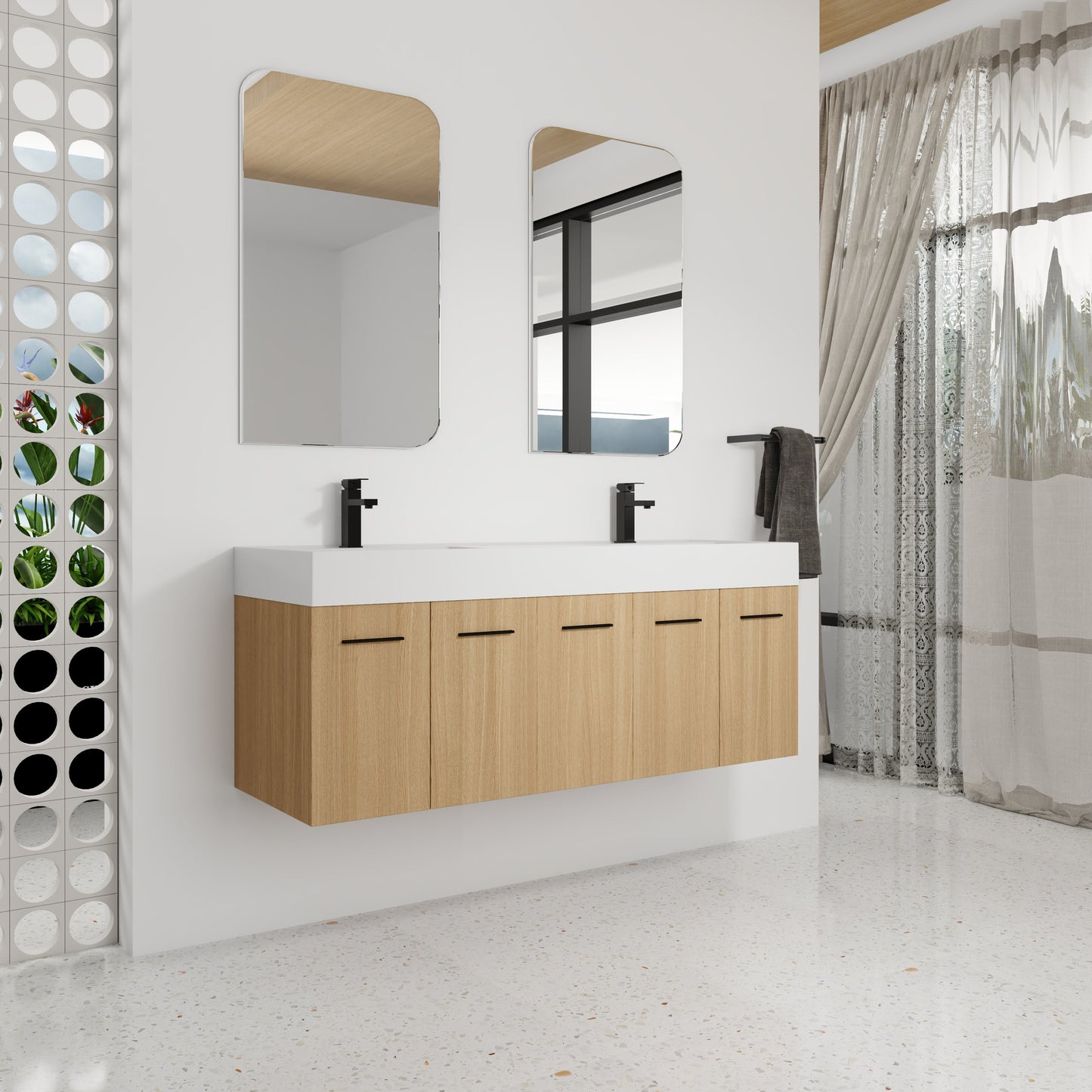60" Floating Double Sink Bathroom Vanity with Extra-Large Storage