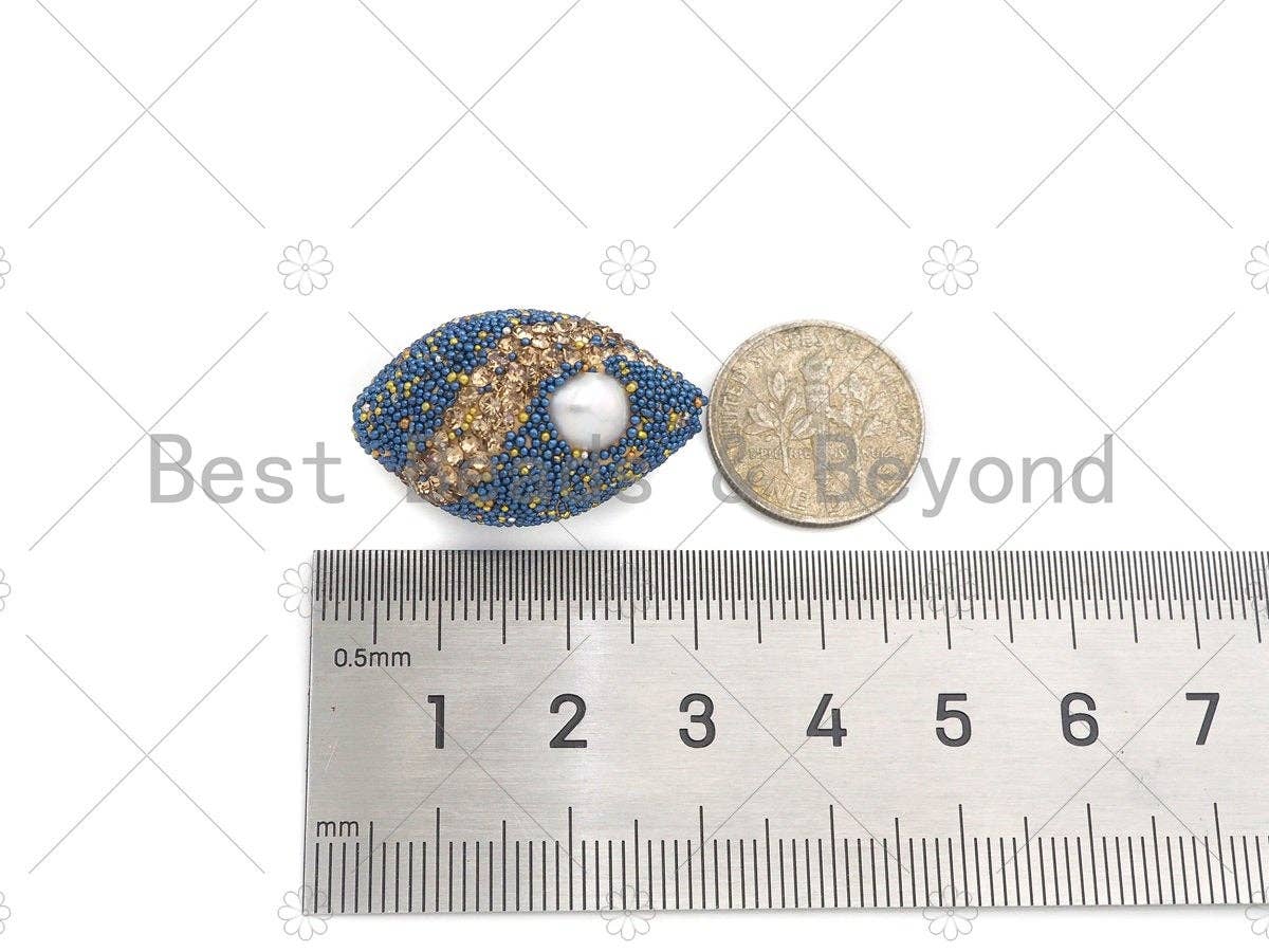 NEW Style Oval Football Shape Druzy Rhinestone Spacer Beads,  Druzy Pearl Beads, Pave Rhinestone Spacer Bead, 17x26mm, sku#V64