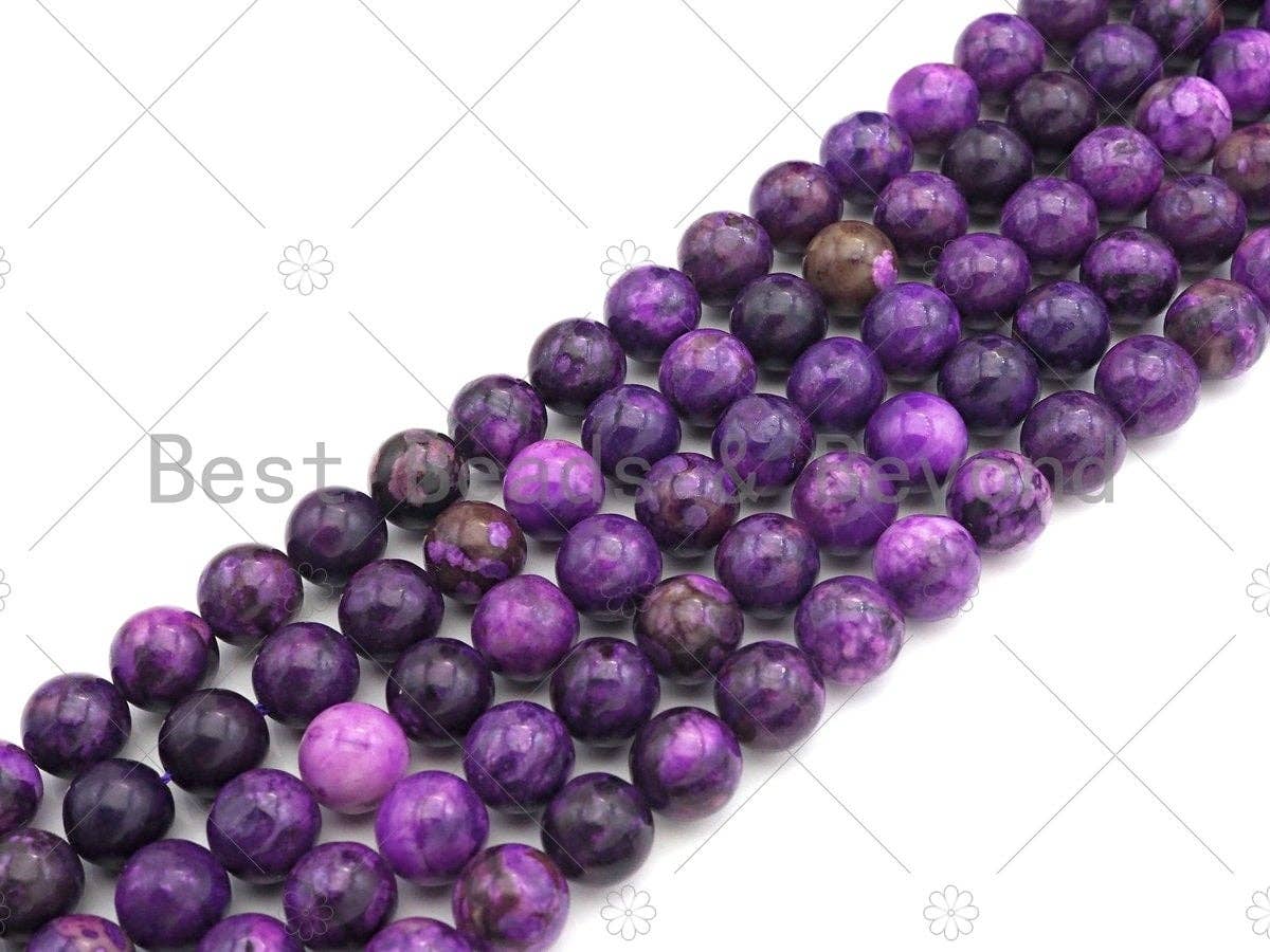 Sugilite Angelite Round Smooth Beads, Natural Angelite, 8mm/