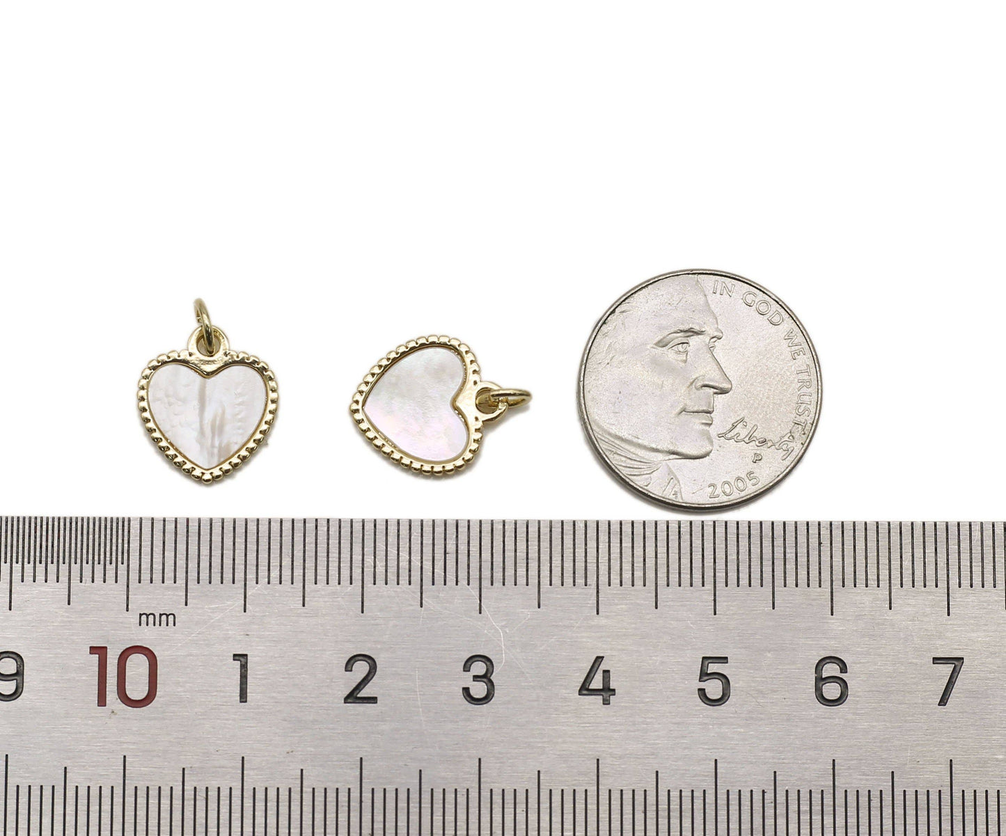 MOP Heart Charm, Sku#ZX54
