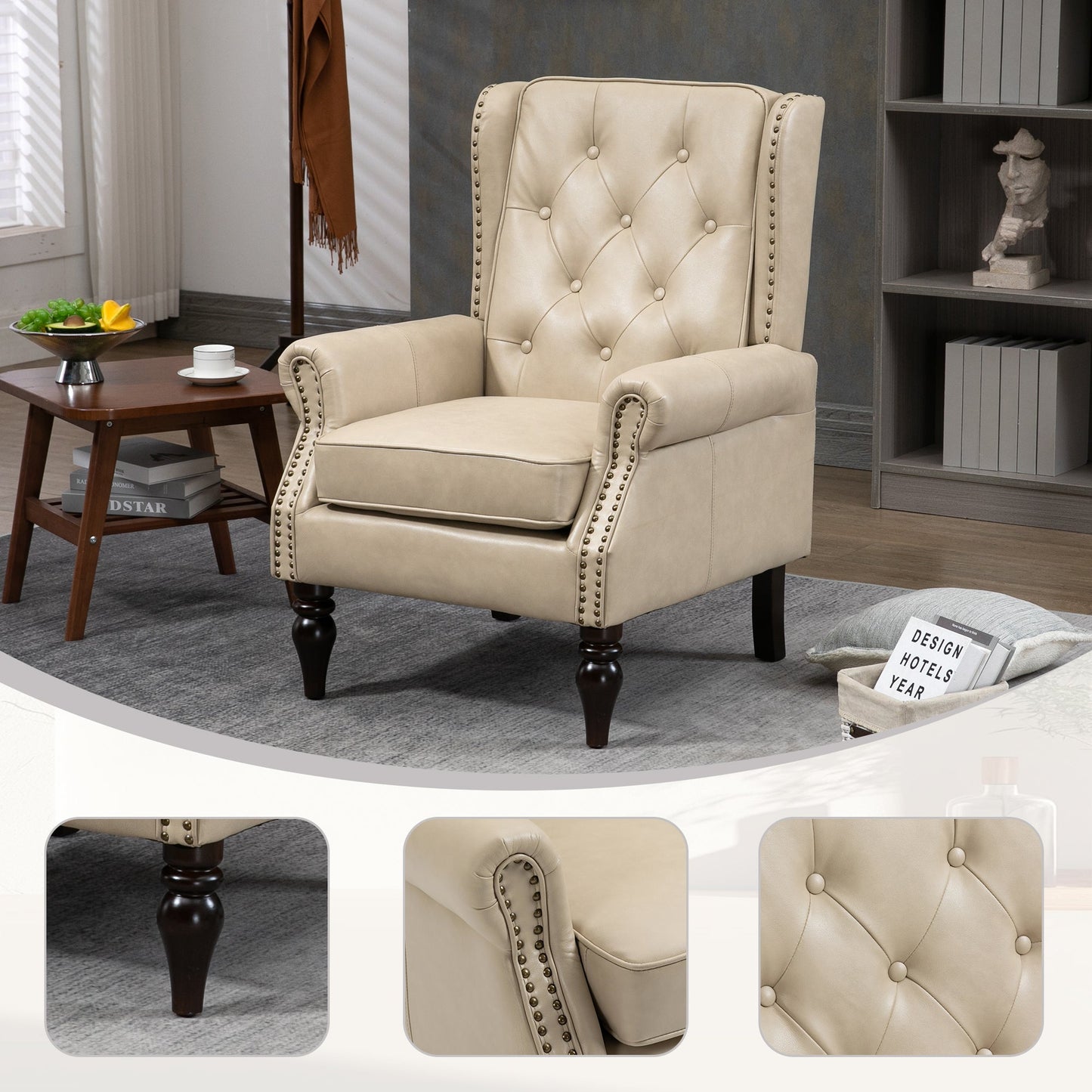 Wood Frame Armchair - Modern Accent Chair Lounge Chair