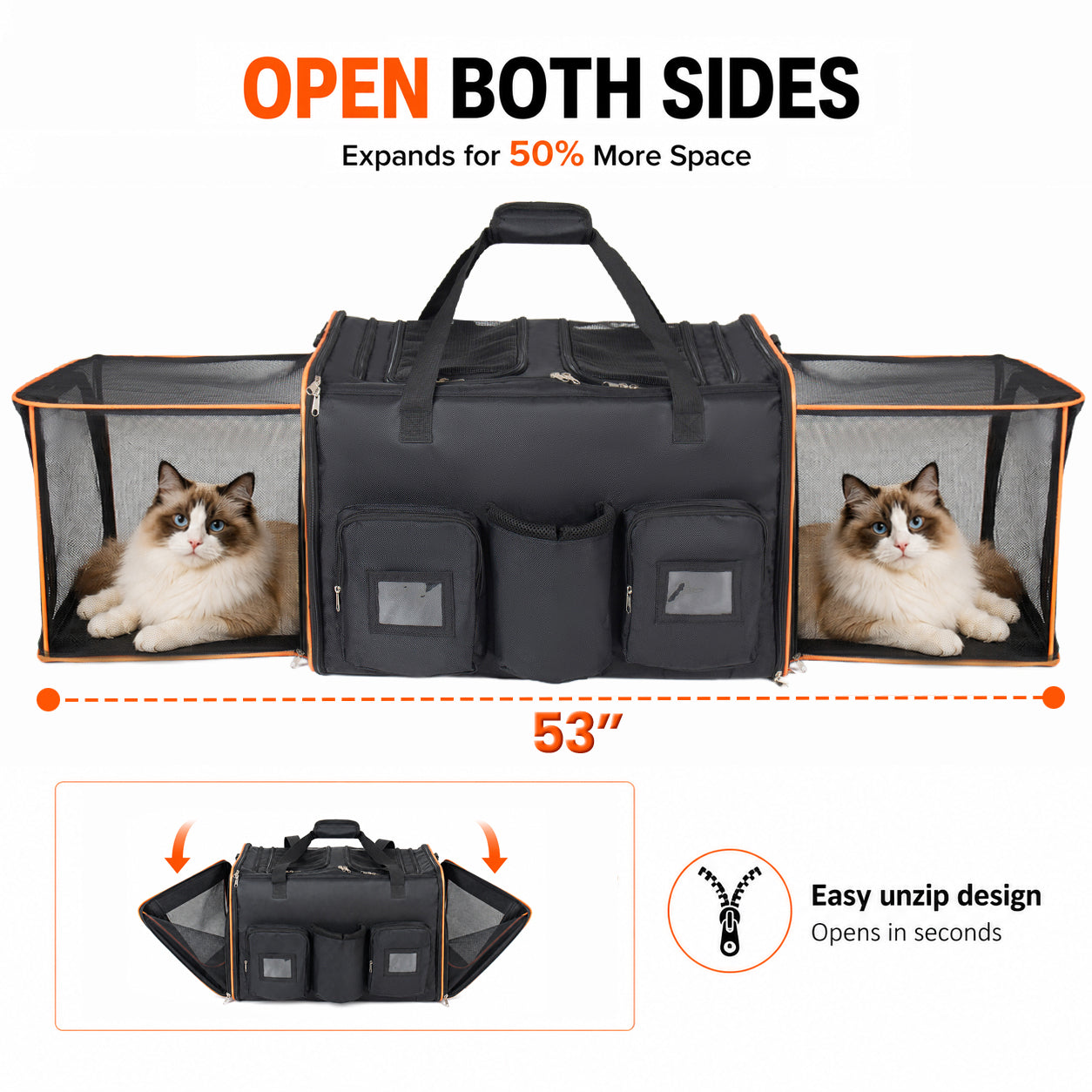 2 In 1 Large Cat Carrier for 2 Cats