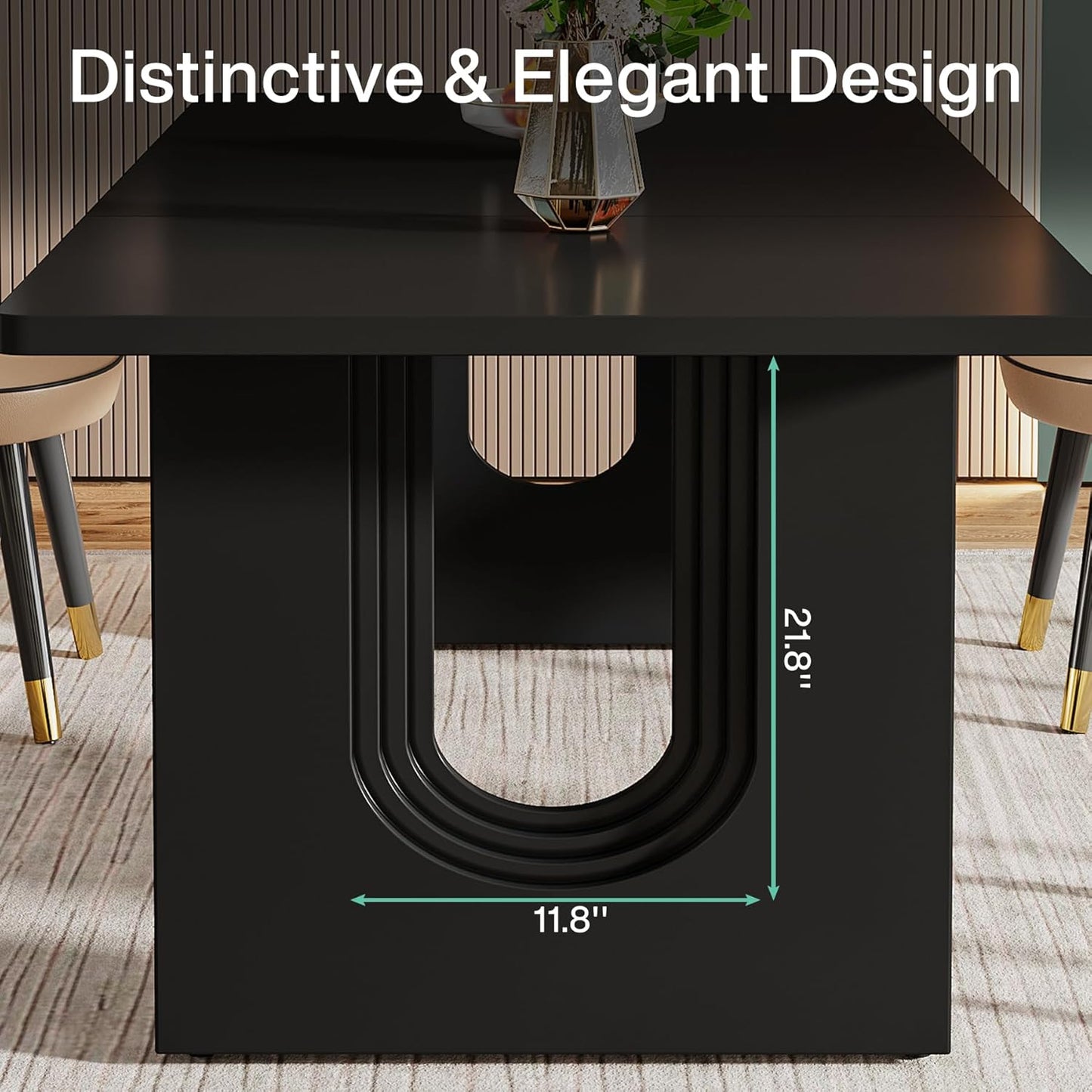 71" Modern Black Dining Table