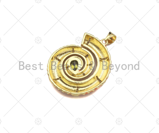 CZ Micro Pave Colorful Enamel Sea Snail Shape Charm, 18K Gold Enamel Pendant, Necklace Bracelet Charm Pendant,26x30mm,Sku#LK317