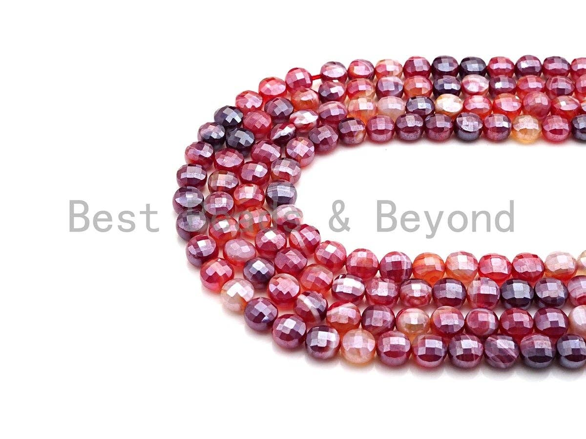 Double Sided Turtle Shell Cut Plated Agate Coin Shape beads, 6mm/8mm/10mmCoin bead, Natural Gemstone Beads, 15.5" Full strand, Sku#UA30