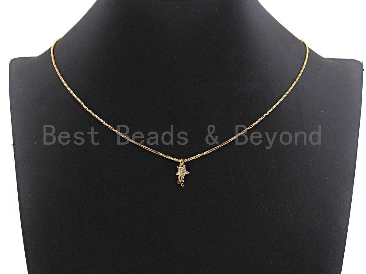 CZ Micro Pave Shooting Star Pendant/Charm, Star charm, Cubic Zirconia Pendant Charm,7x13mm,sku#F925