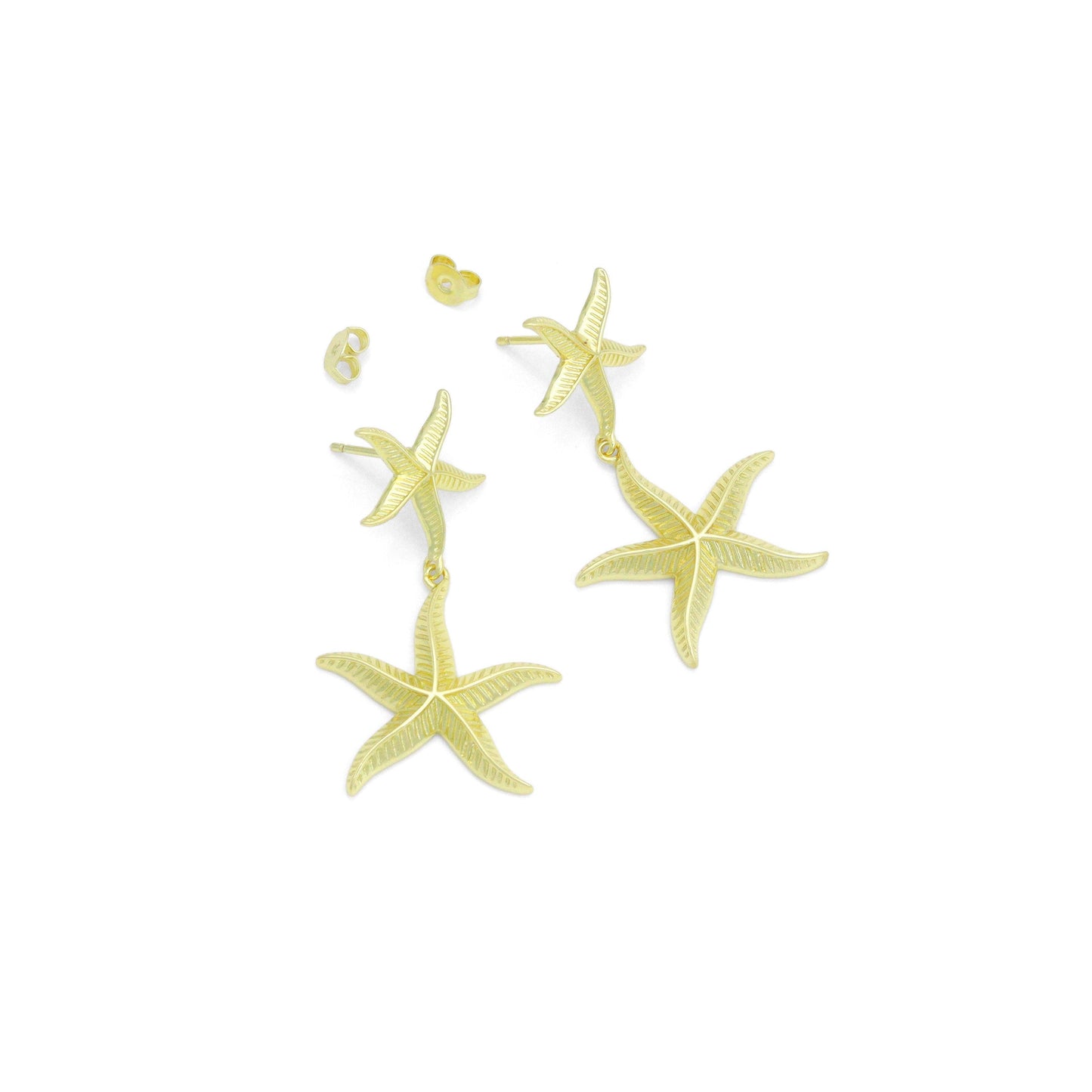 Gold Silver StarFish Earrings, Sku#A472
