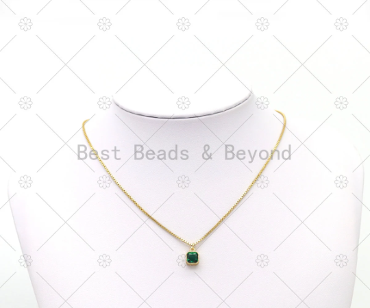 Big CZ Micro Pave Square Shape Pendant, 18K Gold Filled Square Charm, Necklace Bracelet Charm Pendant,Sku#LK520