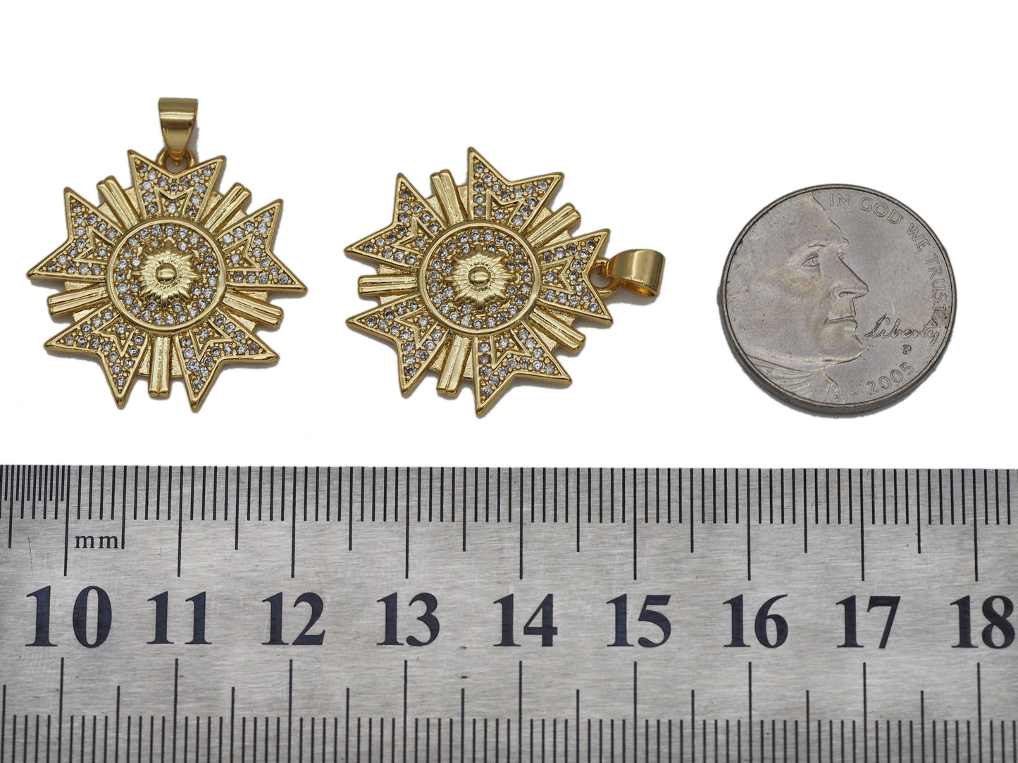 CZ Sunflower Charm, Sku#LK624