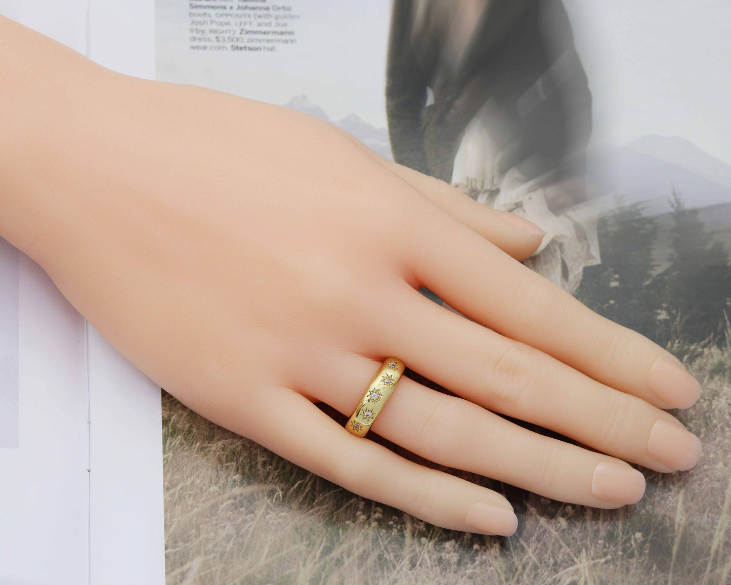 CZ North Star On Round Adjustable Ring, Sku#X333